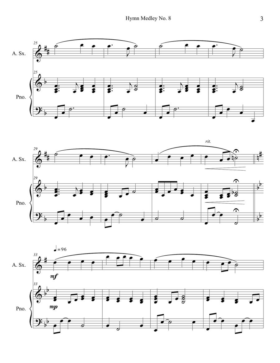 Hymn Medley No. 8 (Alto Sax Solo with Piano Accompaniment) Alto Saxophone scores gallery preview page 3