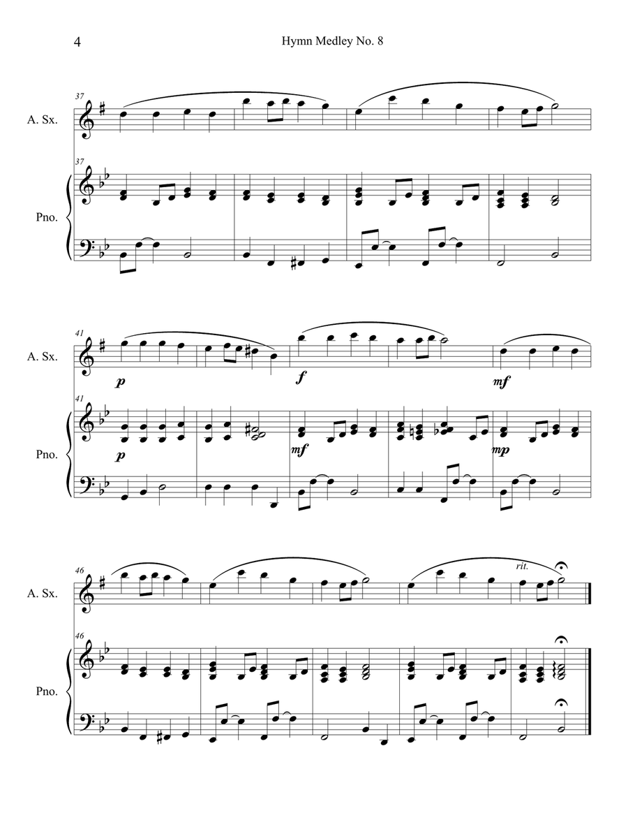 Hymn Medley No. 8 (Alto Sax Solo with Piano Accompaniment) Alto Saxophone scores gallery preview page 4