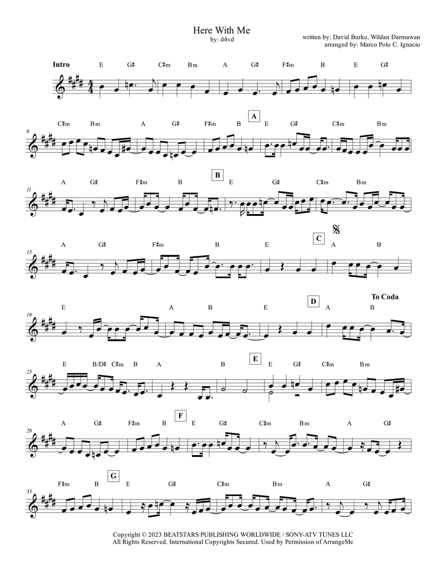 Here With Me Here With Me Piano scores gallery preview page 1