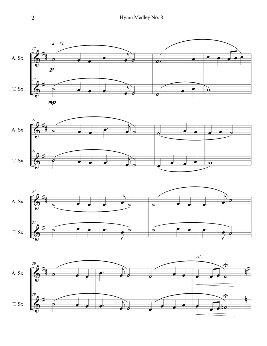 Hymn Medley No. 8 (Alto and Tenor Sax Duet) Woodwind Duet scores gallery preview page 2