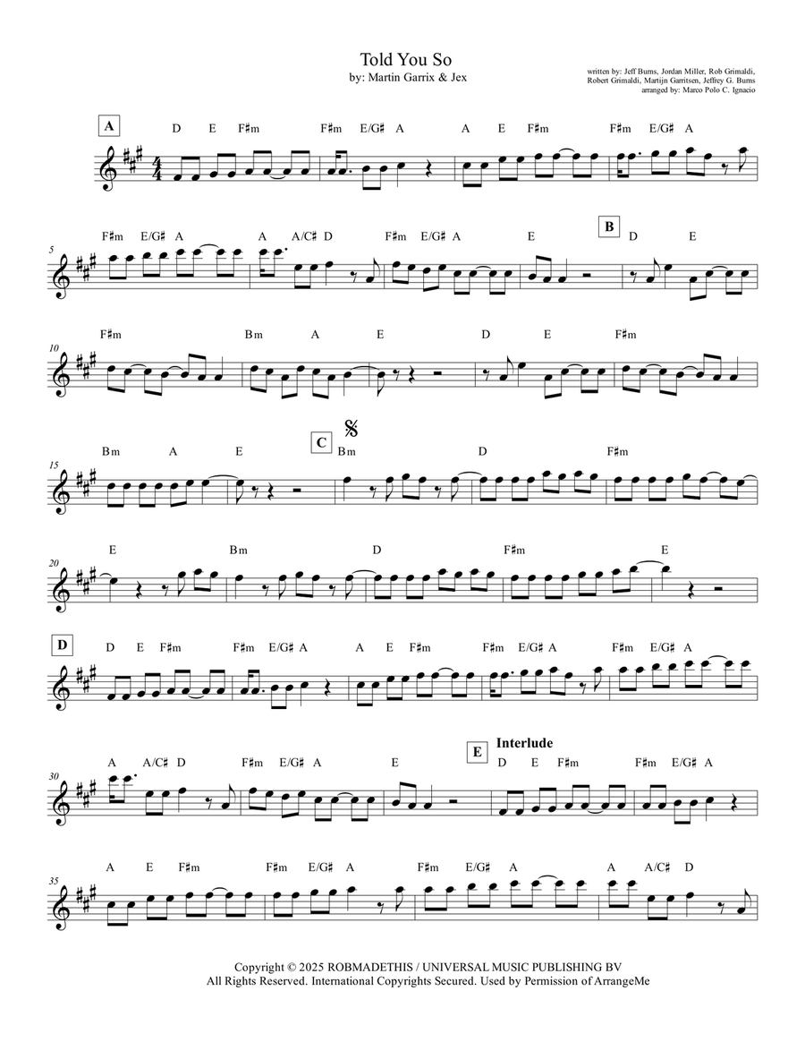Told You So Told You So Piano scores gallery preview page 1