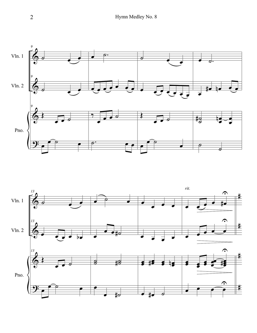 Hymn Medley No. 8 (Violin Duet with Piano Accompaniment) String Duet scores gallery preview page 2