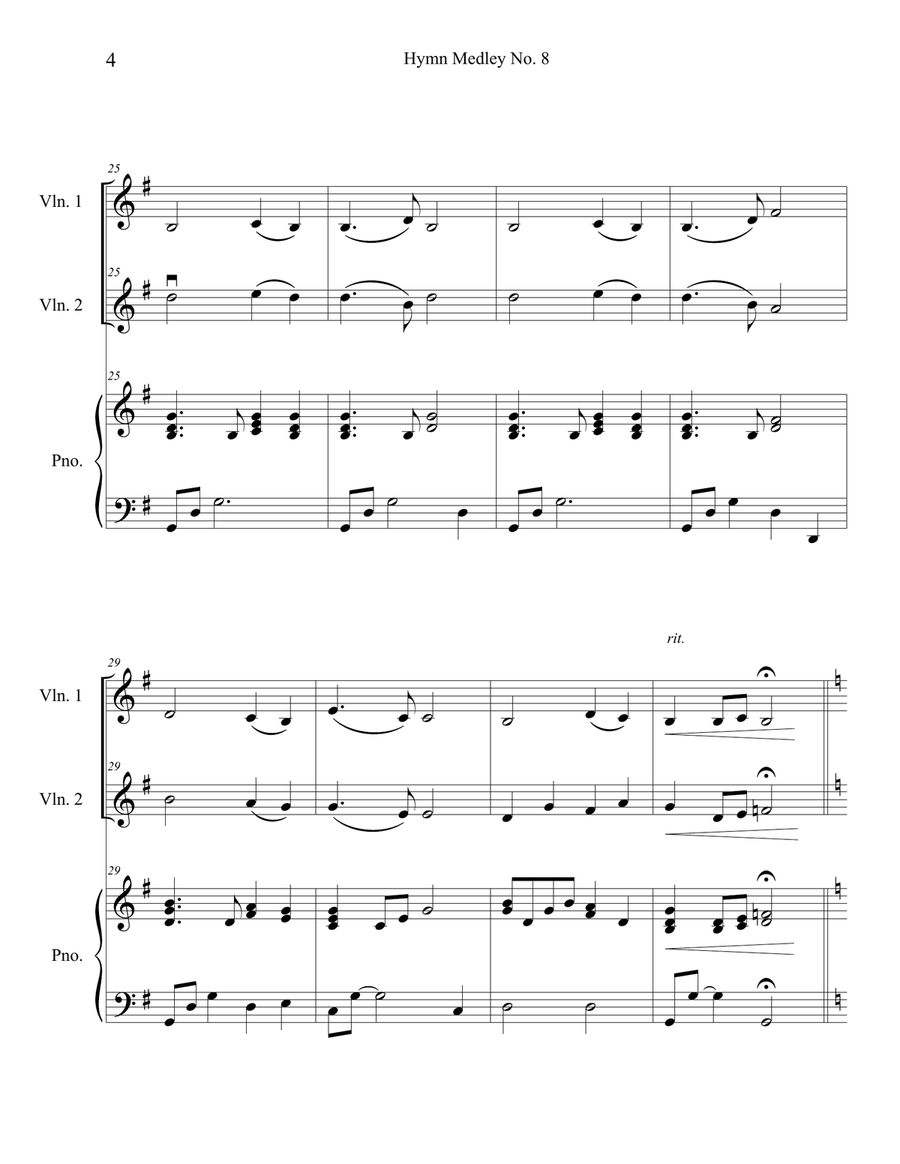 Hymn Medley No. 8 (Violin Duet with Piano Accompaniment) String Duet scores gallery preview page 4