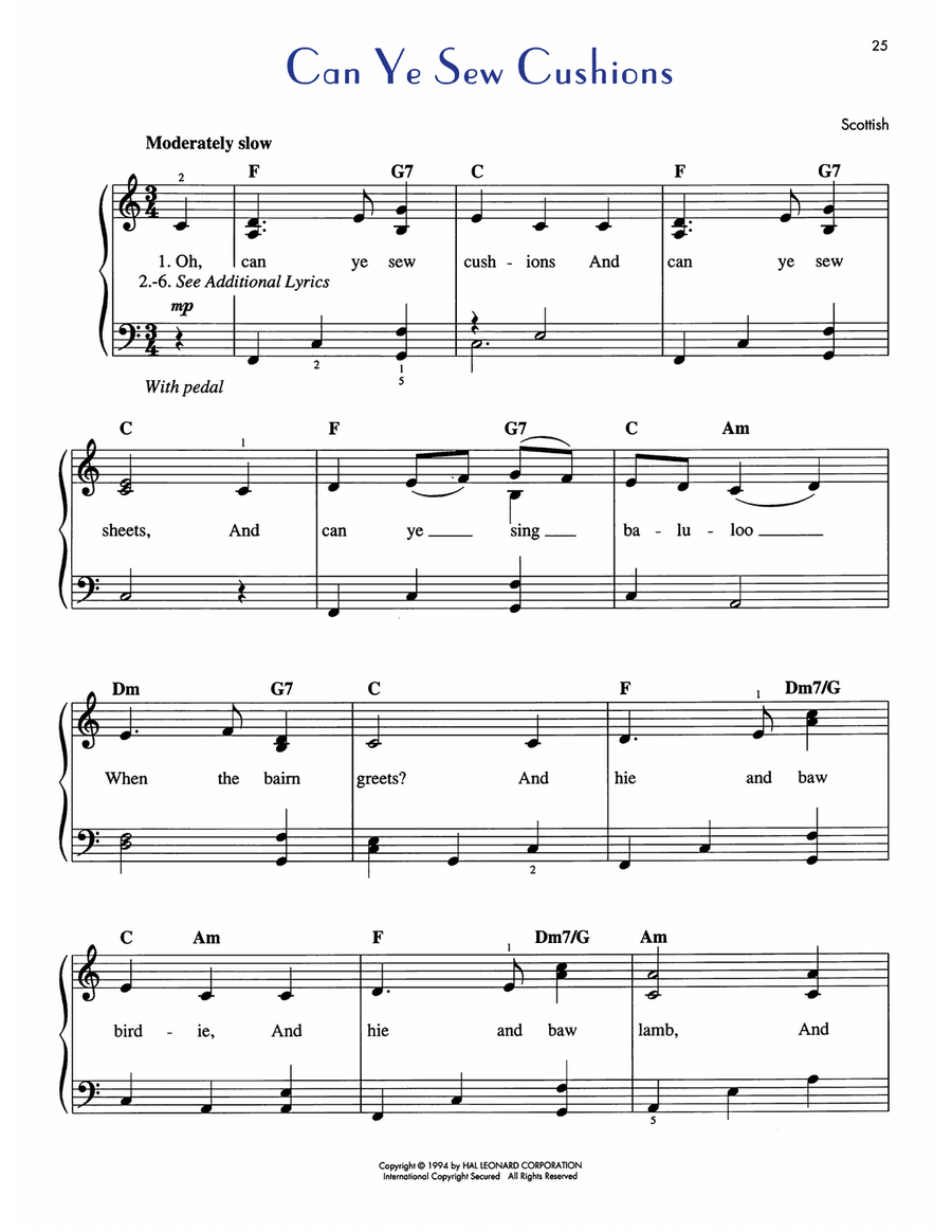 Oh Can Ye Sew Cushions Oh Can Ye Sew Cushions Easy Piano scores gallery preview page 1