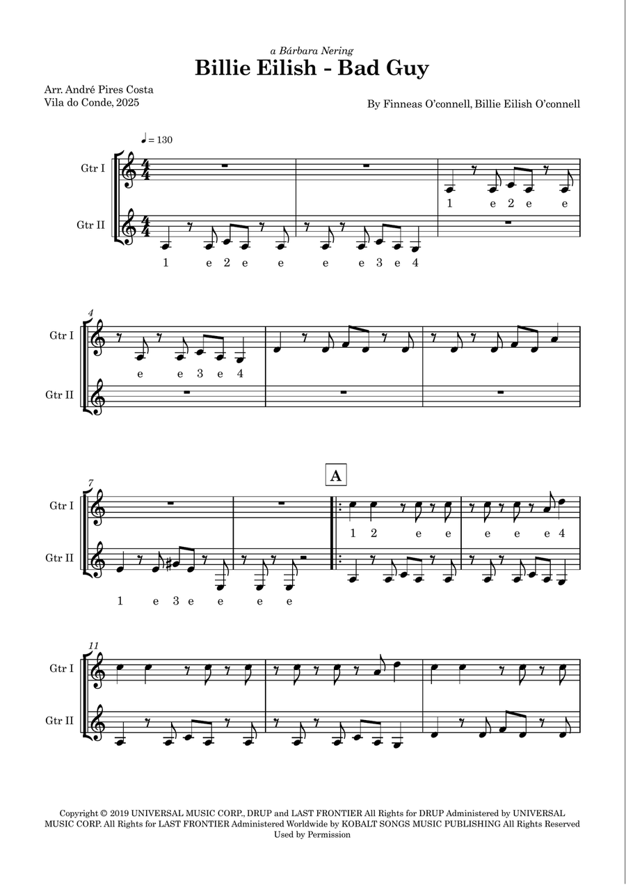 Bad Guy Bad Guy Acoustic Guitar scores gallery preview page 1