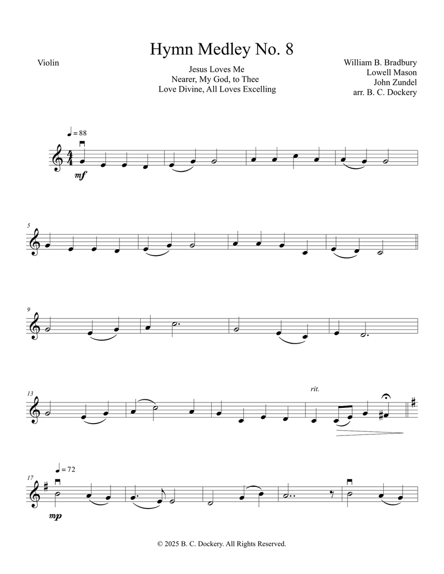 Hymn Medley No. 8 (Violin Solo) Violin Solo scores gallery preview page 1