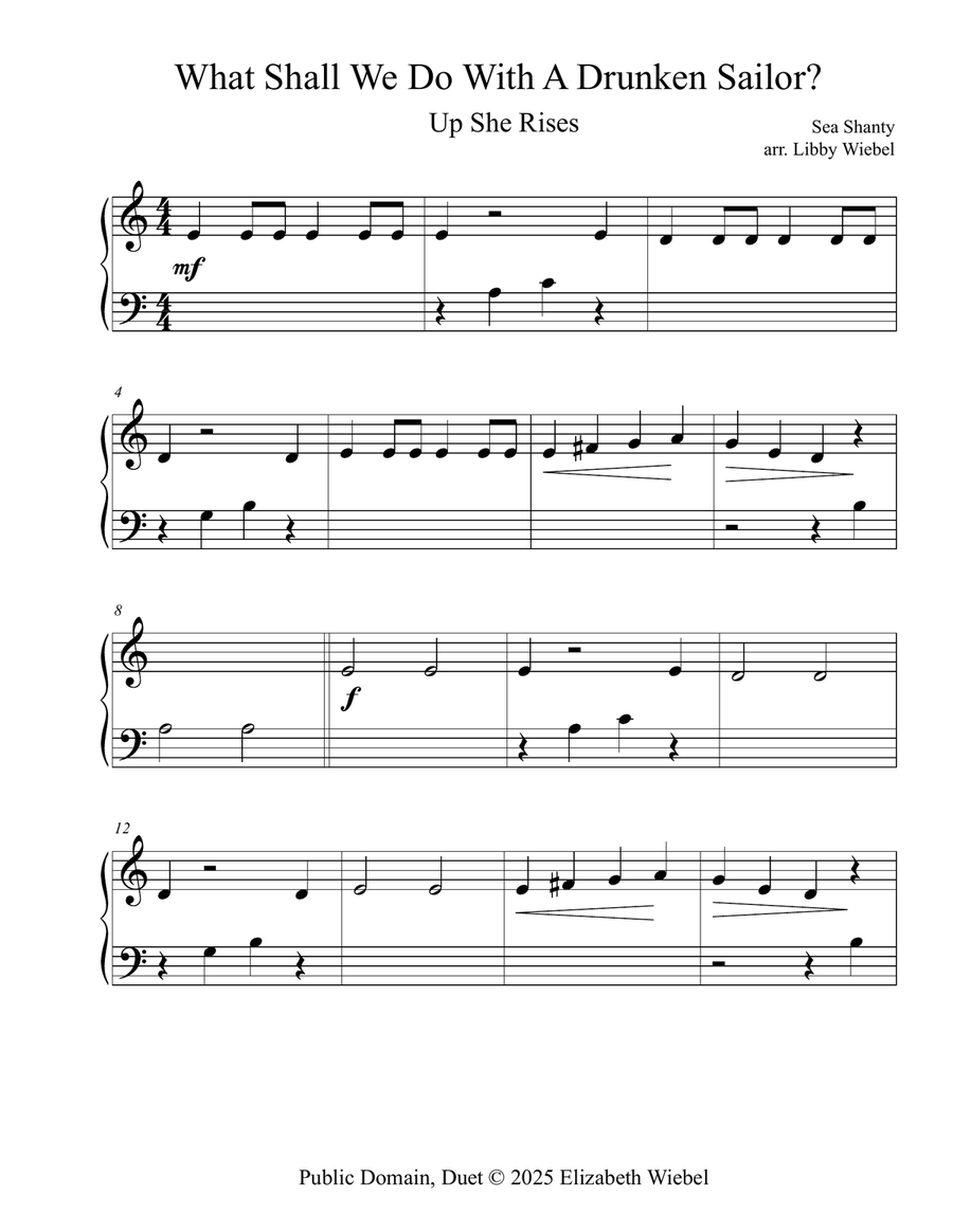 What Shall We Do With A Drunken Sailor? Piano Method scores gallery preview page 1