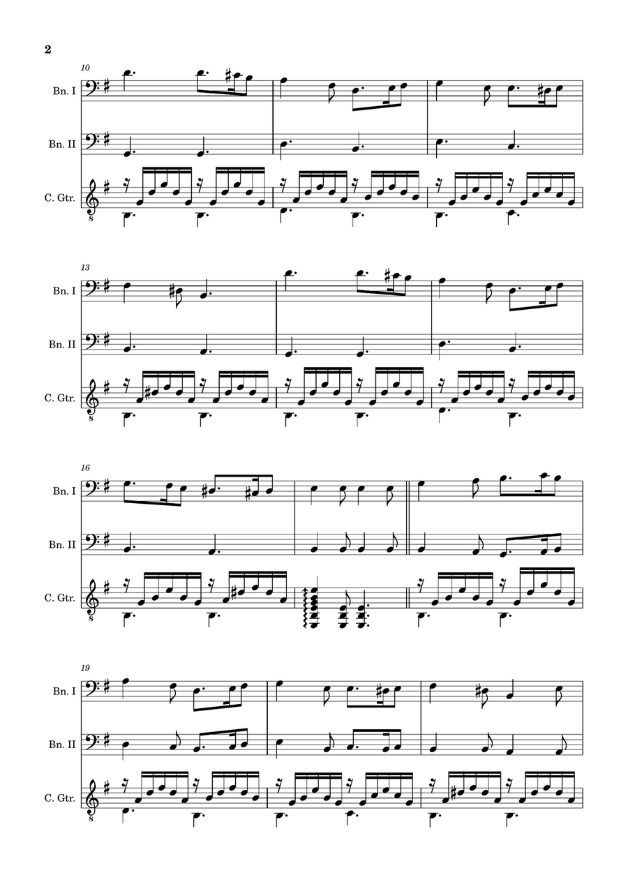 Greensleeves - Bassoon Duet and Guitar. Score and Parts. Small Ensemble scores gallery preview page 2