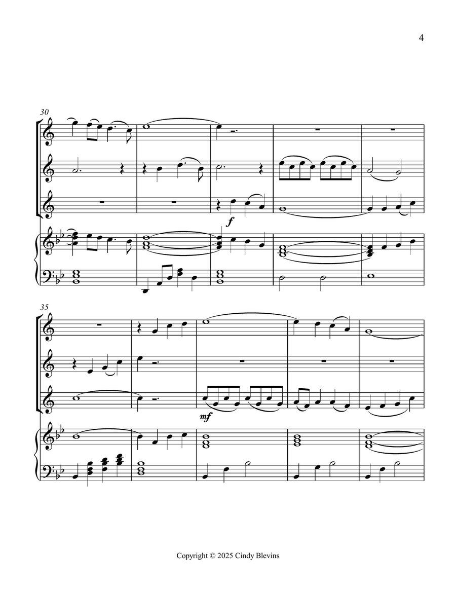 The Water Is Wide, for Three Clarinets and Piano Small Ensemble scores gallery preview page 5