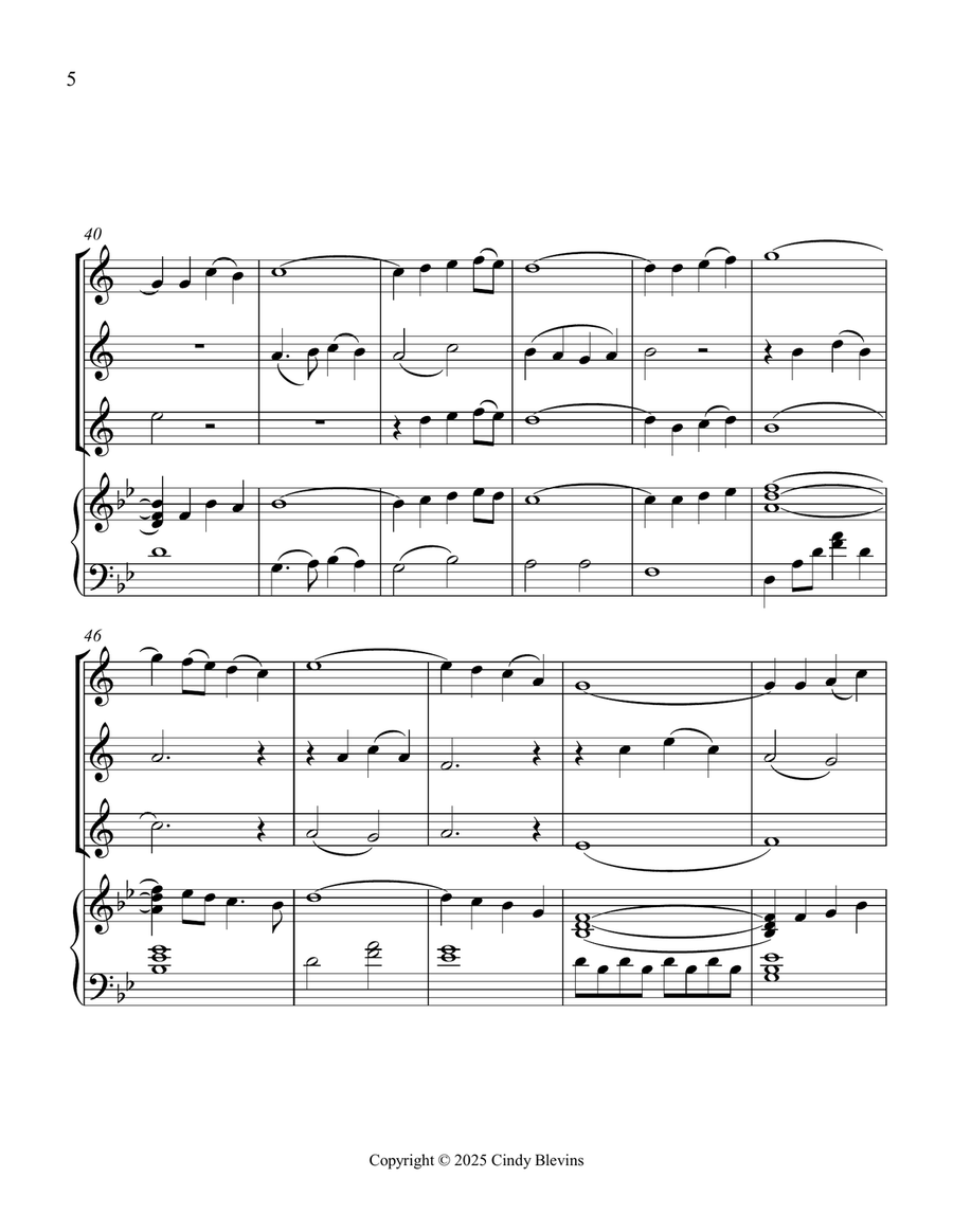 The Water Is Wide, for Three Clarinets and Piano Small Ensemble scores gallery preview page 6