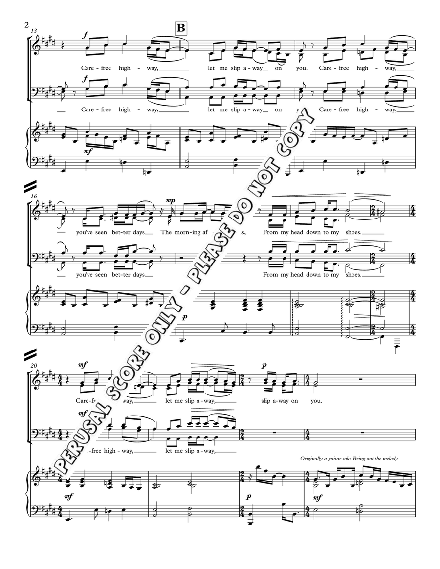 Carefree Highway 4-Part - Sheet Music page 3