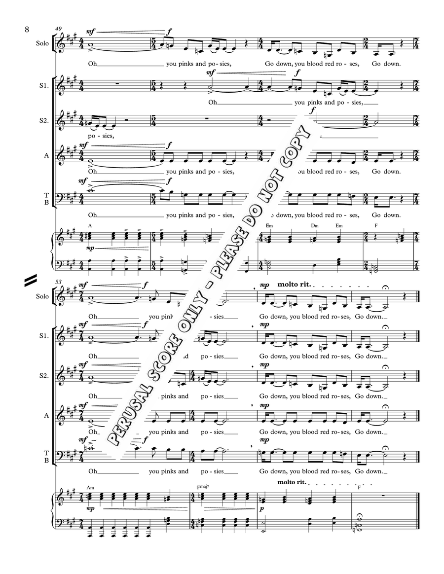 Blood Red Roses Blood Red Roses Choir scores gallery preview page 9
