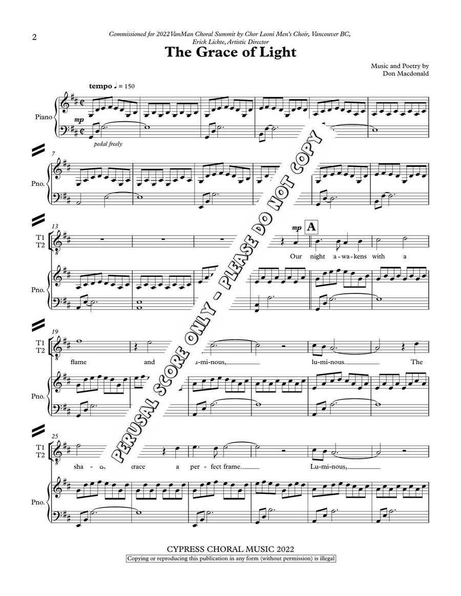 The Grace Of Light TTBB - Sheet Music page 2