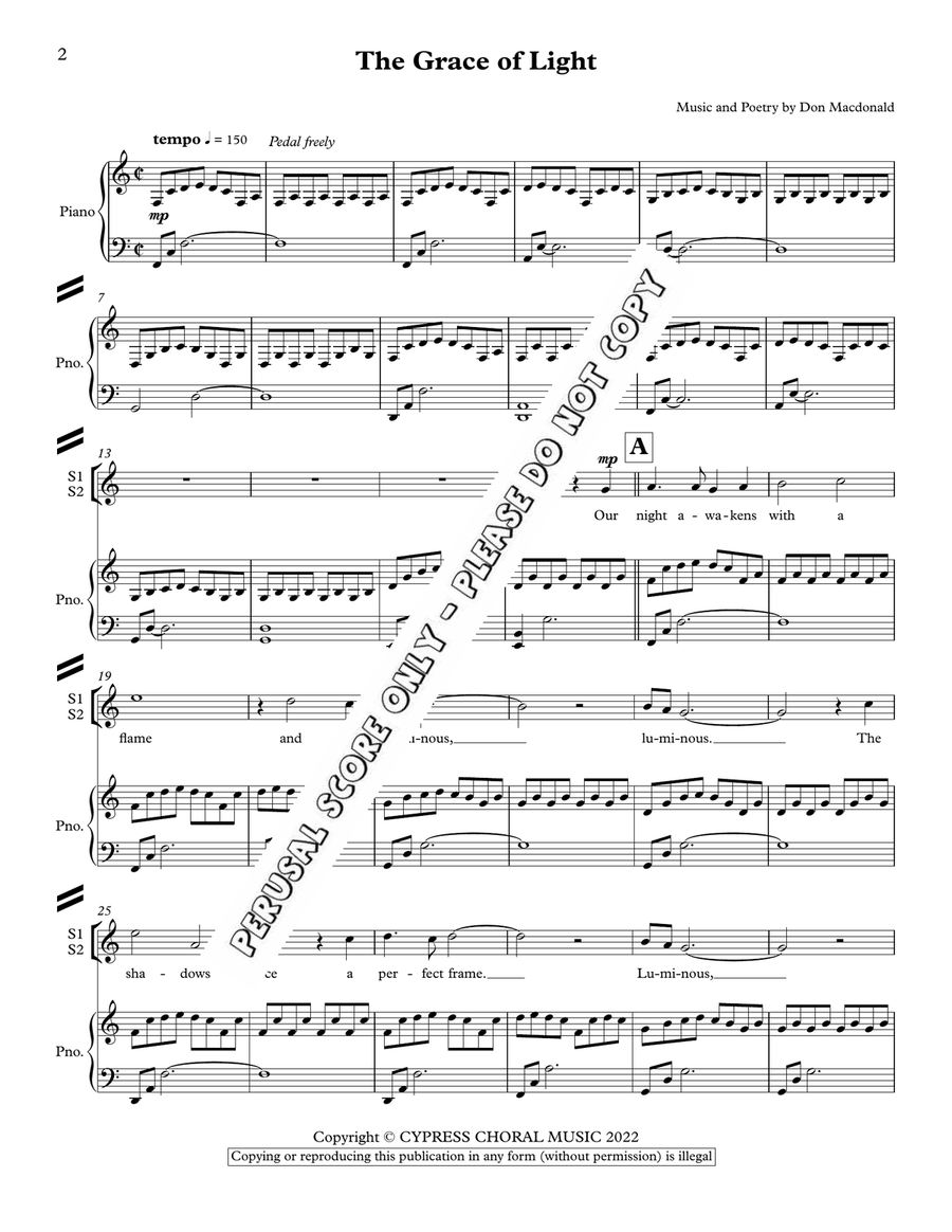 The Grace Of Light SSAA - Sheet Music page 2