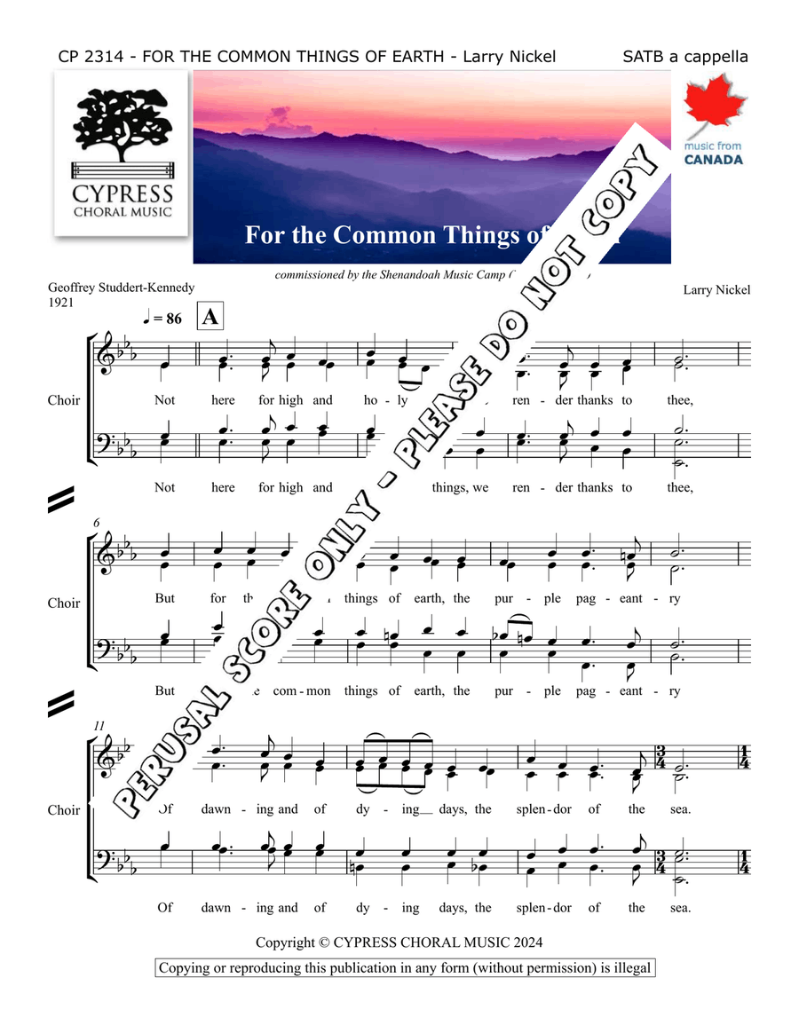 For The Common Things Of Earth 4-Part scores gallery preview page 2
