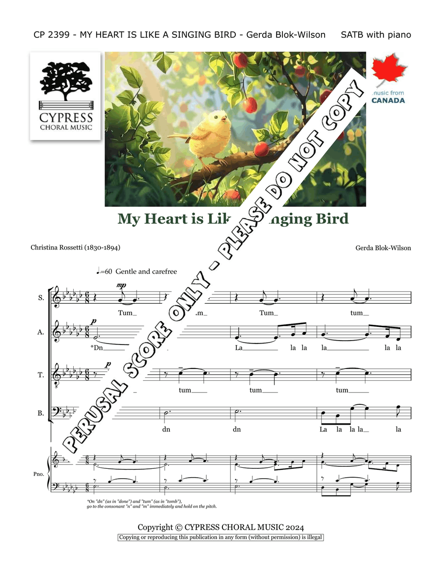 My Heart Is Like A Singing Bird 4-Part scores gallery preview page 2