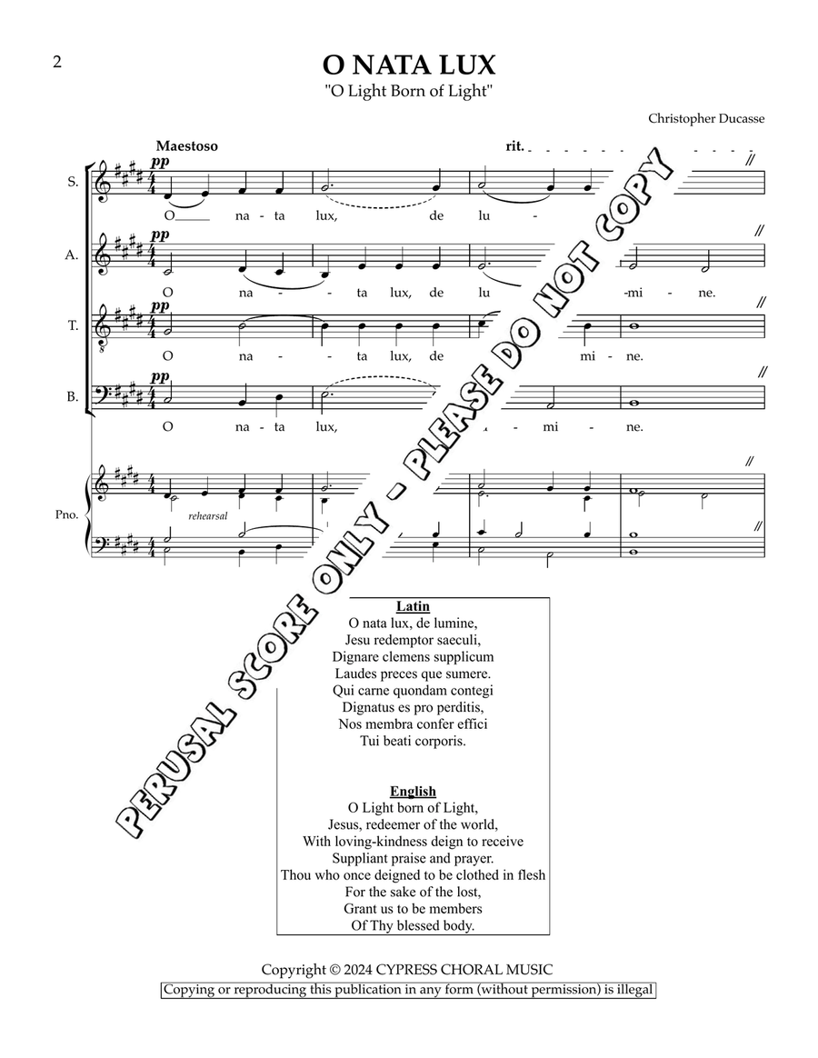 O Nata Lux O Nata Lux A Cappella scores gallery preview page 2