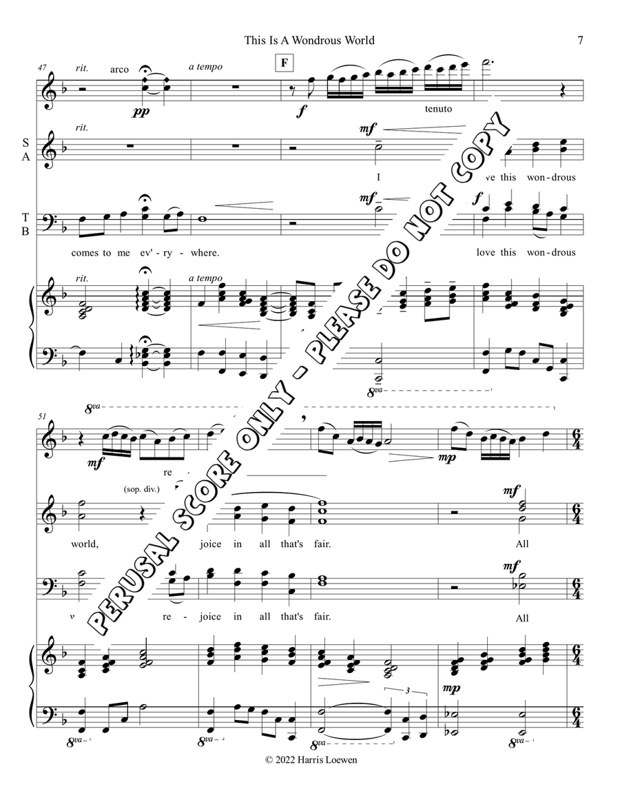 This Is A Wondrous World SSA - Sheet Music page 8