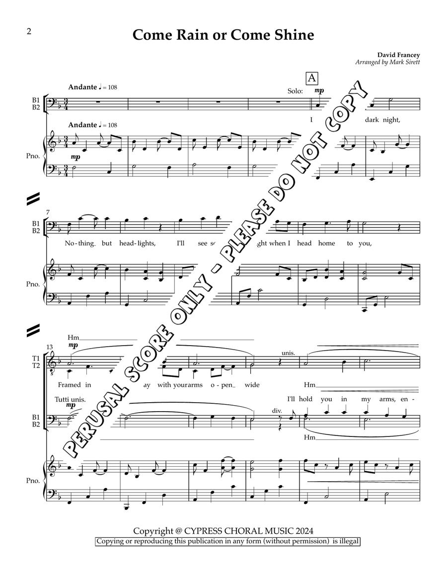 Snow 4-Part - Sheet Music page 2
