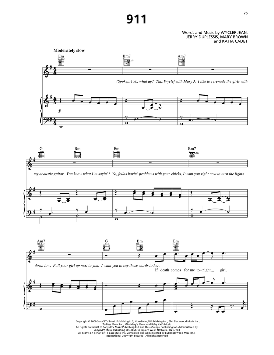 911 (feat. Mary J. Blige) Piano, Vocal, Guitar scores gallery preview page 1
