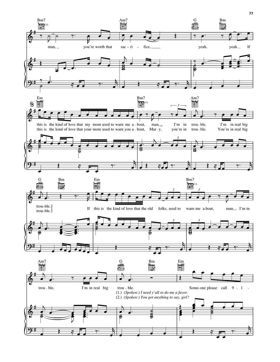 911 (feat. Mary J. Blige) Piano, Vocal, Guitar scores gallery preview page 3