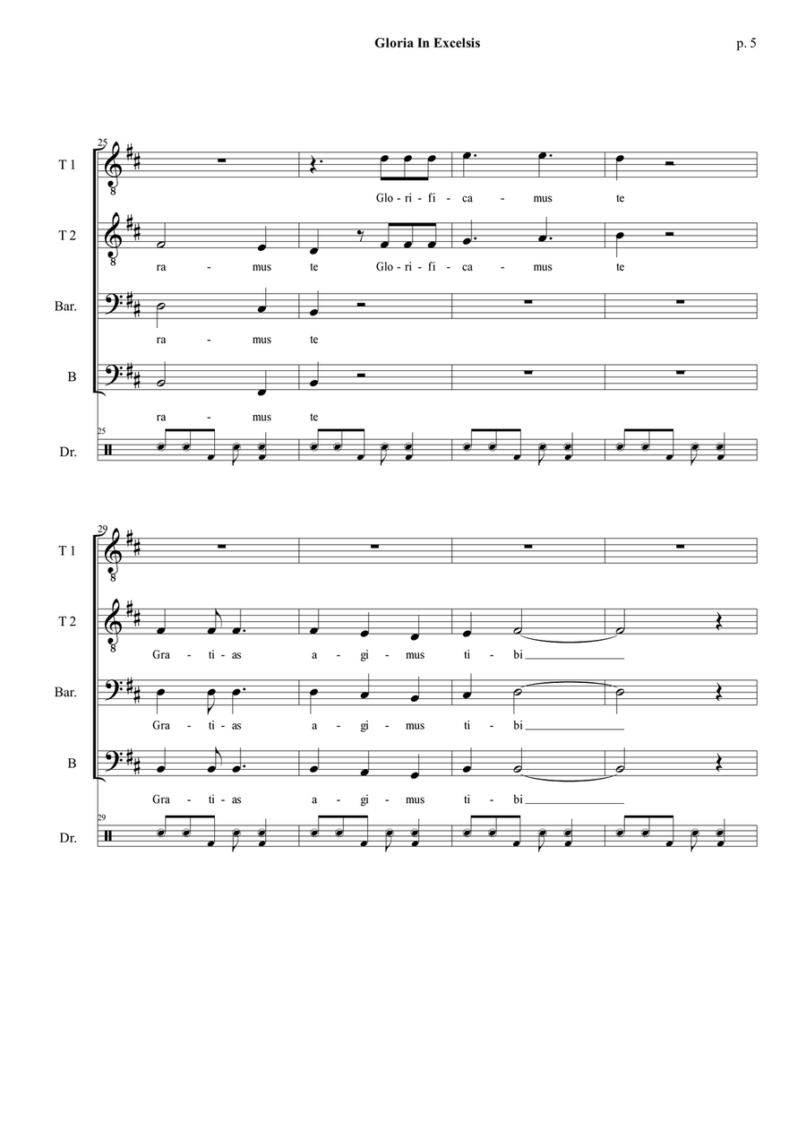 Gloria In Excelsis - TTBB with percussion TTBB scores gallery preview page 6