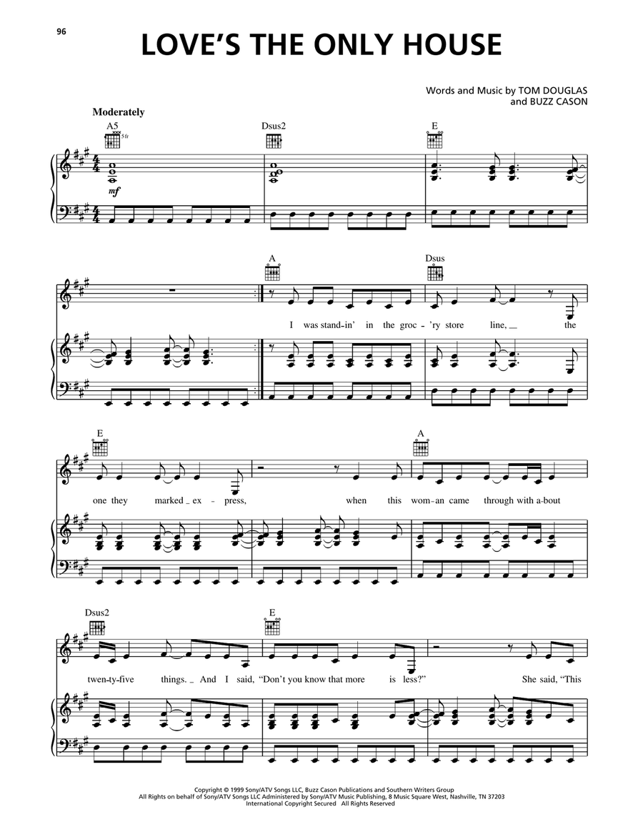 Love's The Only House Love's The Only House Piano, Vocal, Guitar scores gallery preview page 1