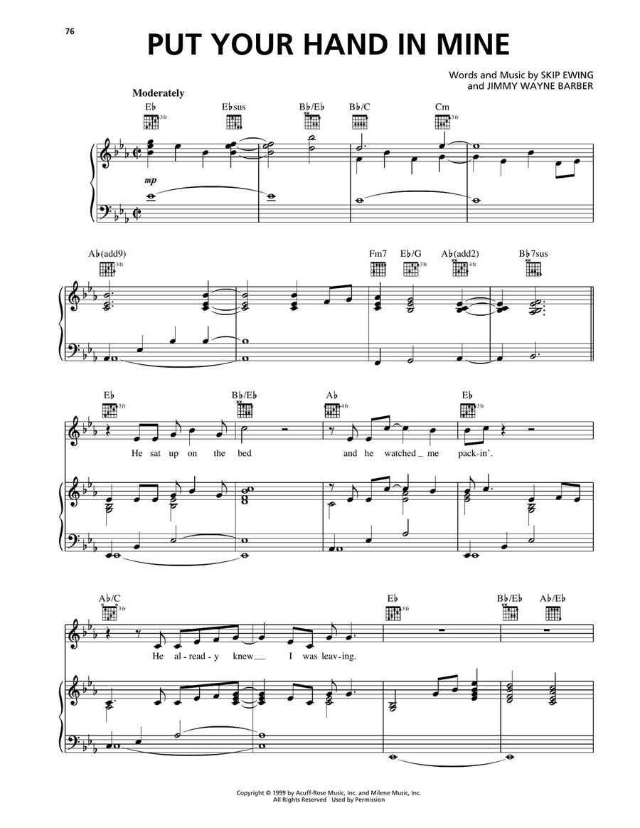Put Your Hand In Mine Put Your Hand In Mine Piano, Vocal, Guitar scores gallery preview page 1