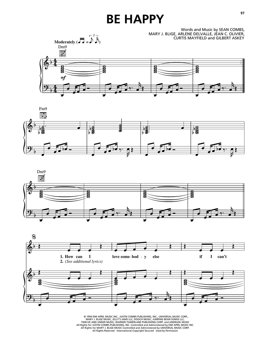 Be Happy Be Happy Piano, Vocal, Guitar scores gallery preview page 1