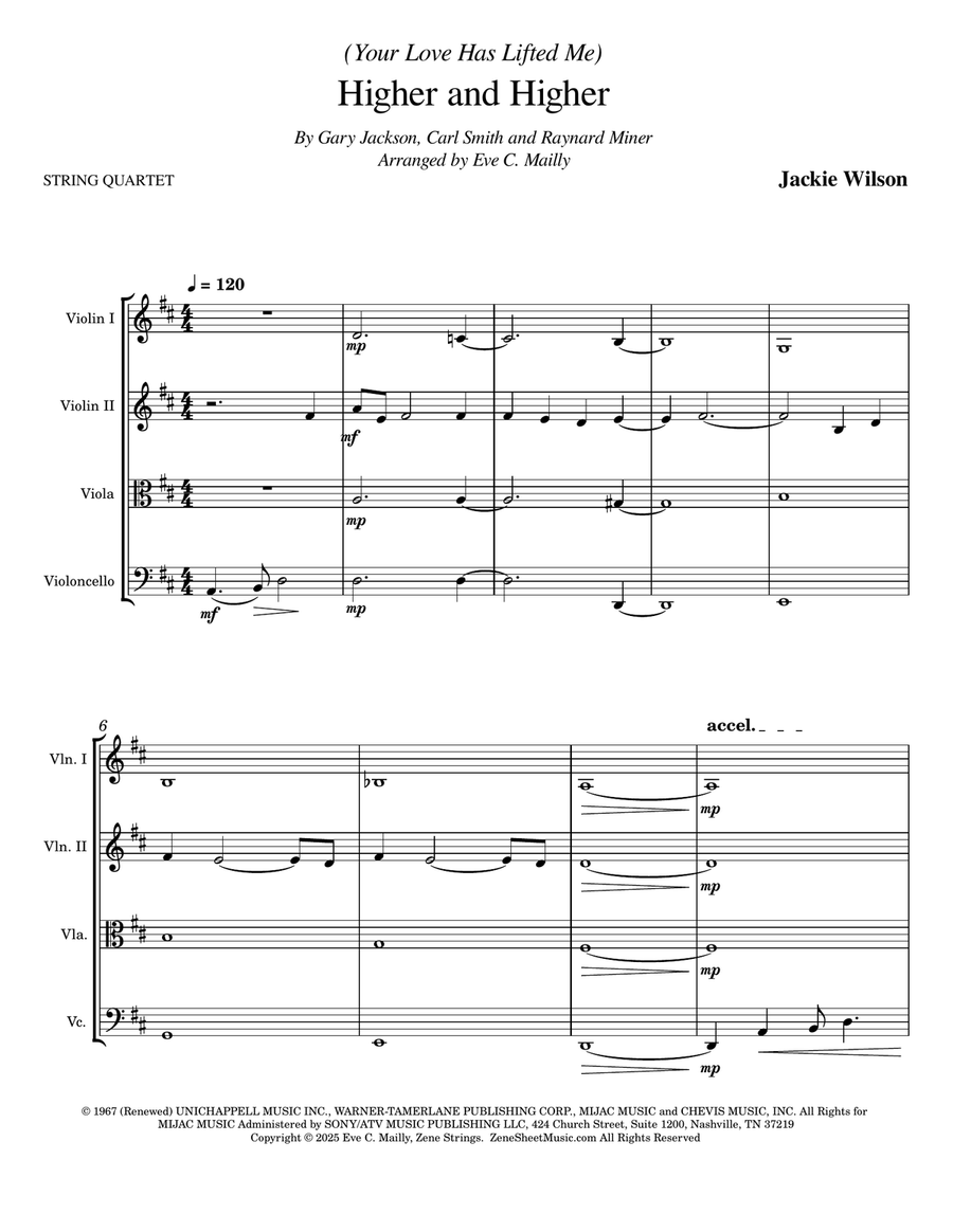 (Your Love Has Lifted Me) Higher And Higher String Quartet scores gallery preview page 1