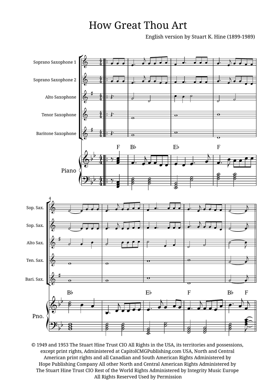 How Great Thou Art Small Ensemble scores gallery preview page 1