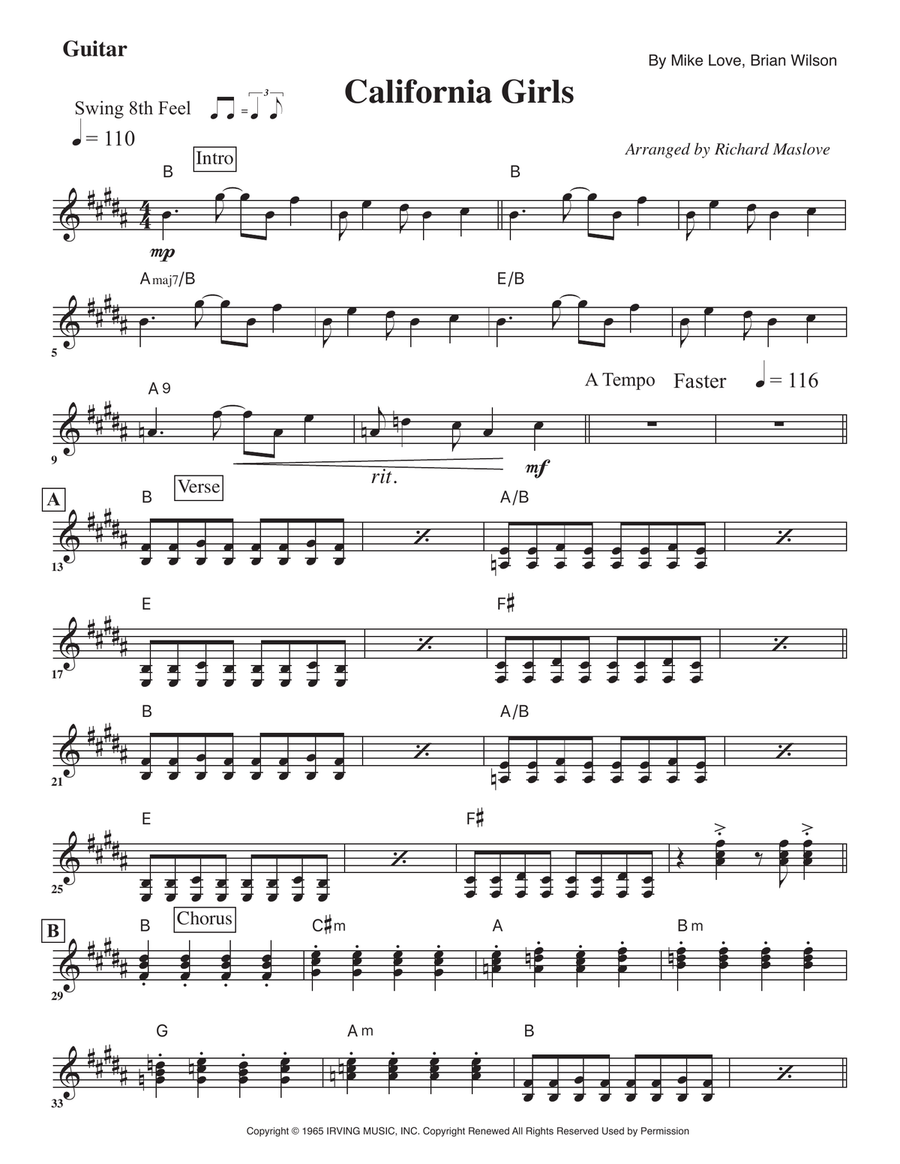 California Girls California Girls Full Orchestra scores gallery preview page 1
