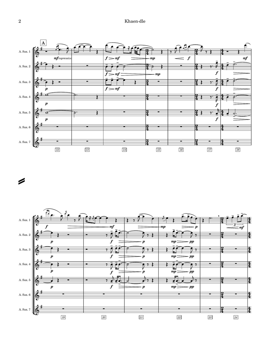 Khaen-dle (Seven Alto Saxophones) Small Ensemble scores gallery preview page 6