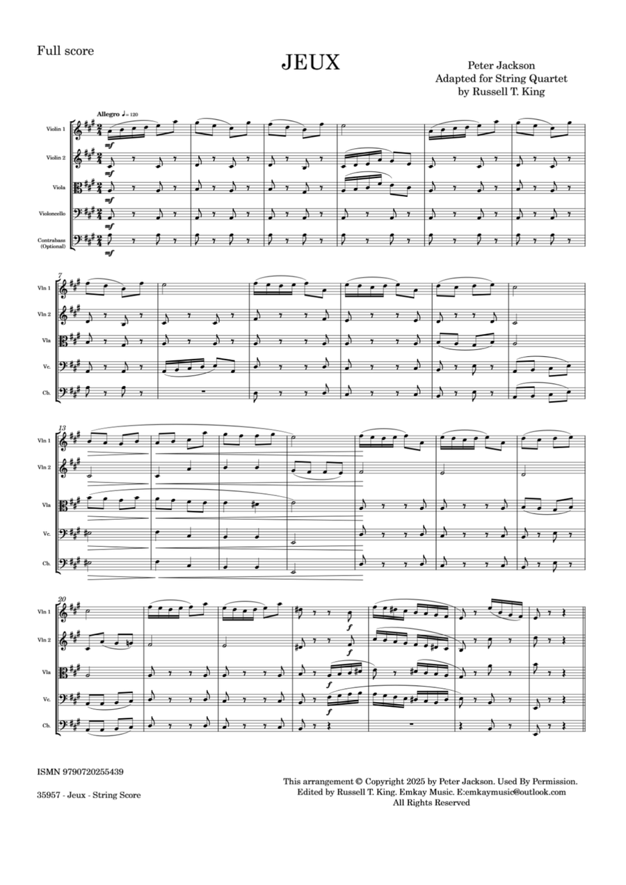 JEUX - STRING QUARTET String Quartet scores gallery preview page 2
