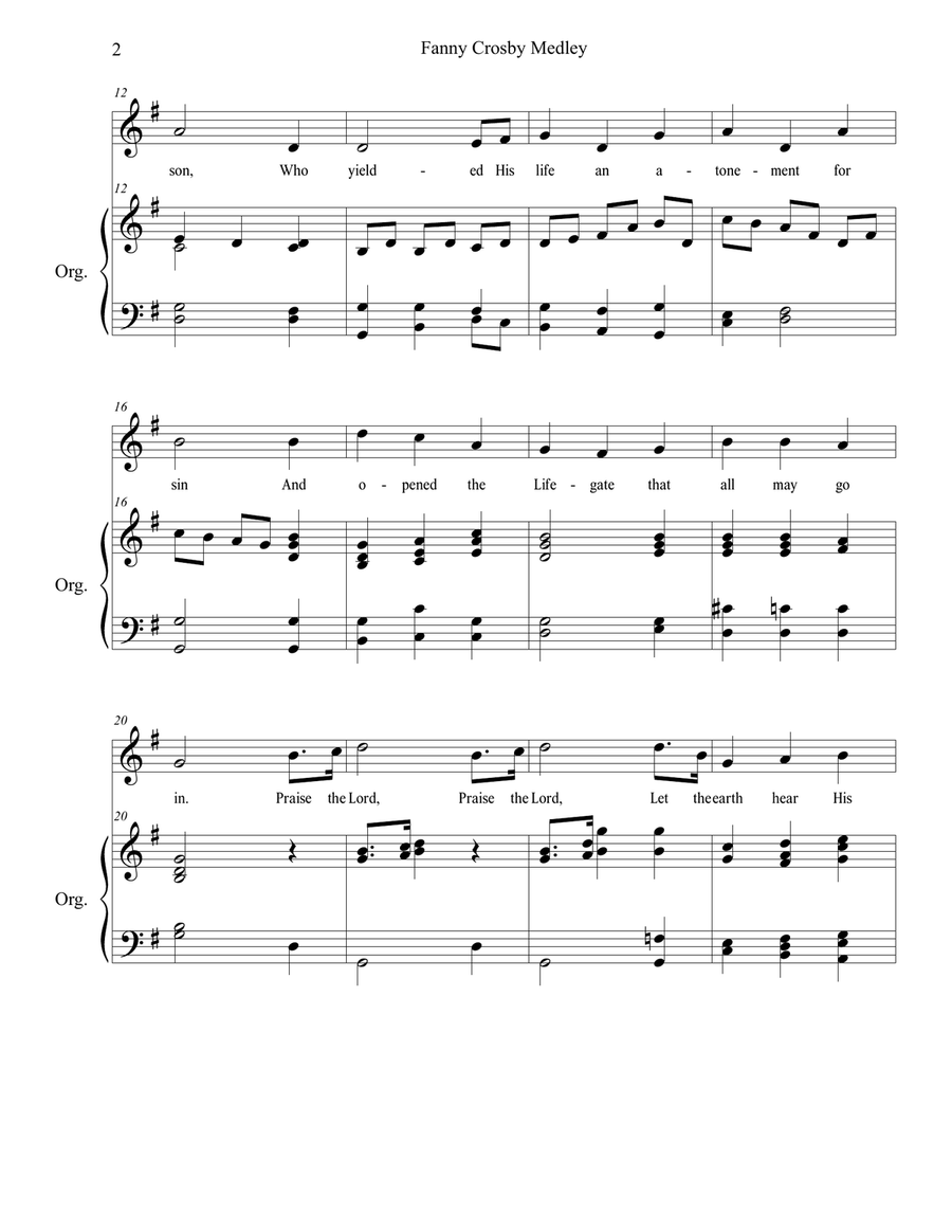 Fanny Crosby Medley Fanny Crosby Medley Unison Choir scores gallery preview page 2