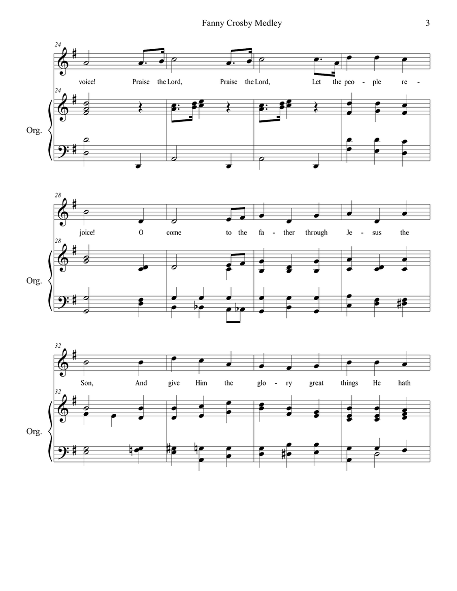Fanny Crosby Medley Fanny Crosby Medley Unison Choir scores gallery preview page 3