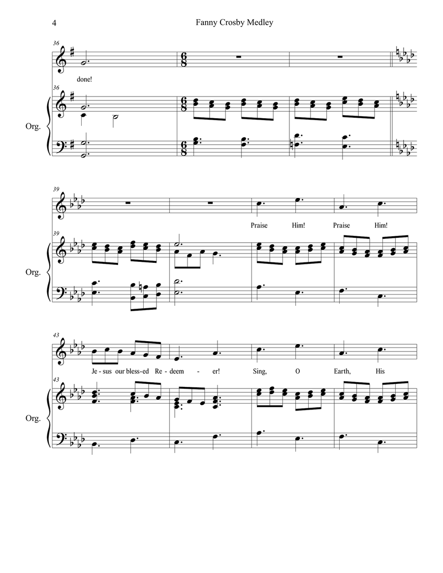 Fanny Crosby Medley Fanny Crosby Medley Unison Choir scores gallery preview page 4