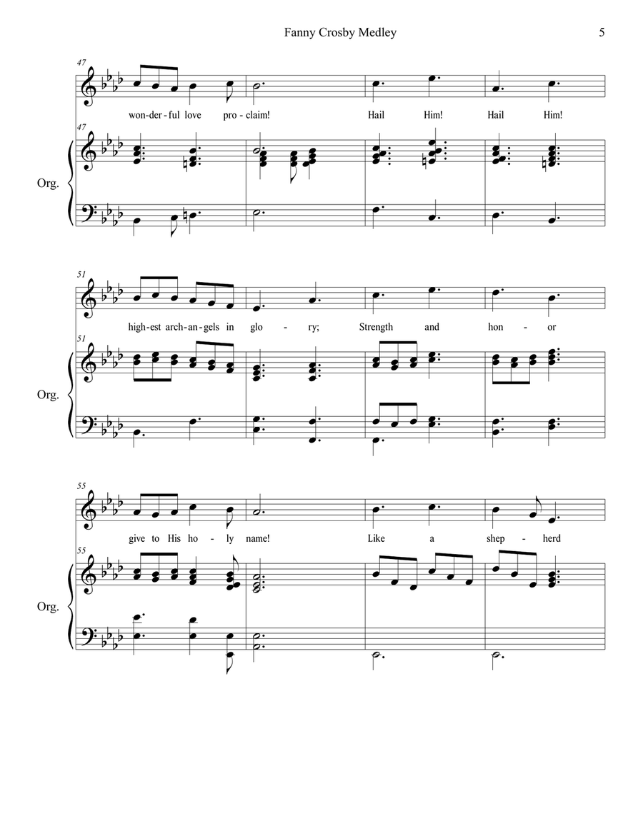 Fanny Crosby Medley Fanny Crosby Medley Unison Choir scores gallery preview page 5