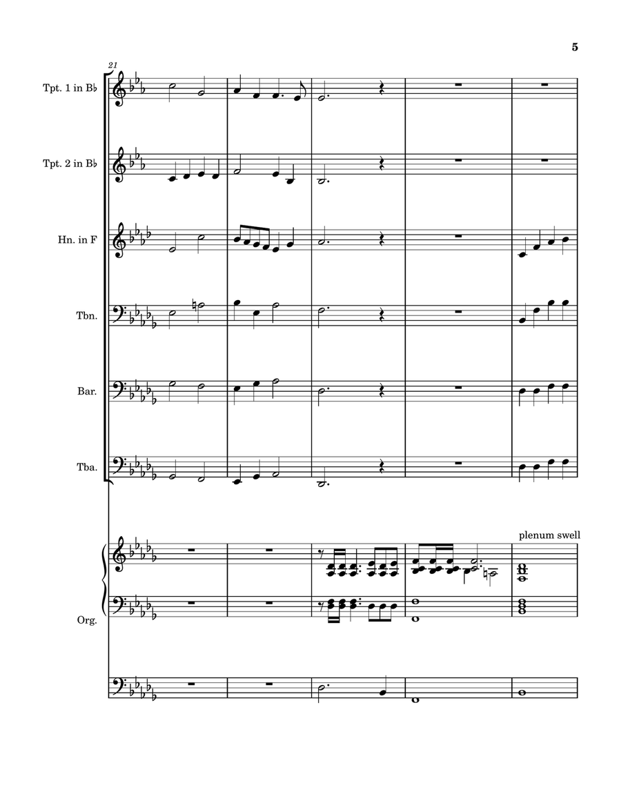 Holy, Holy, Holy: Hymn prelude on NICAEA for brass quintet and organ Brass Quintet scores gallery preview page 5