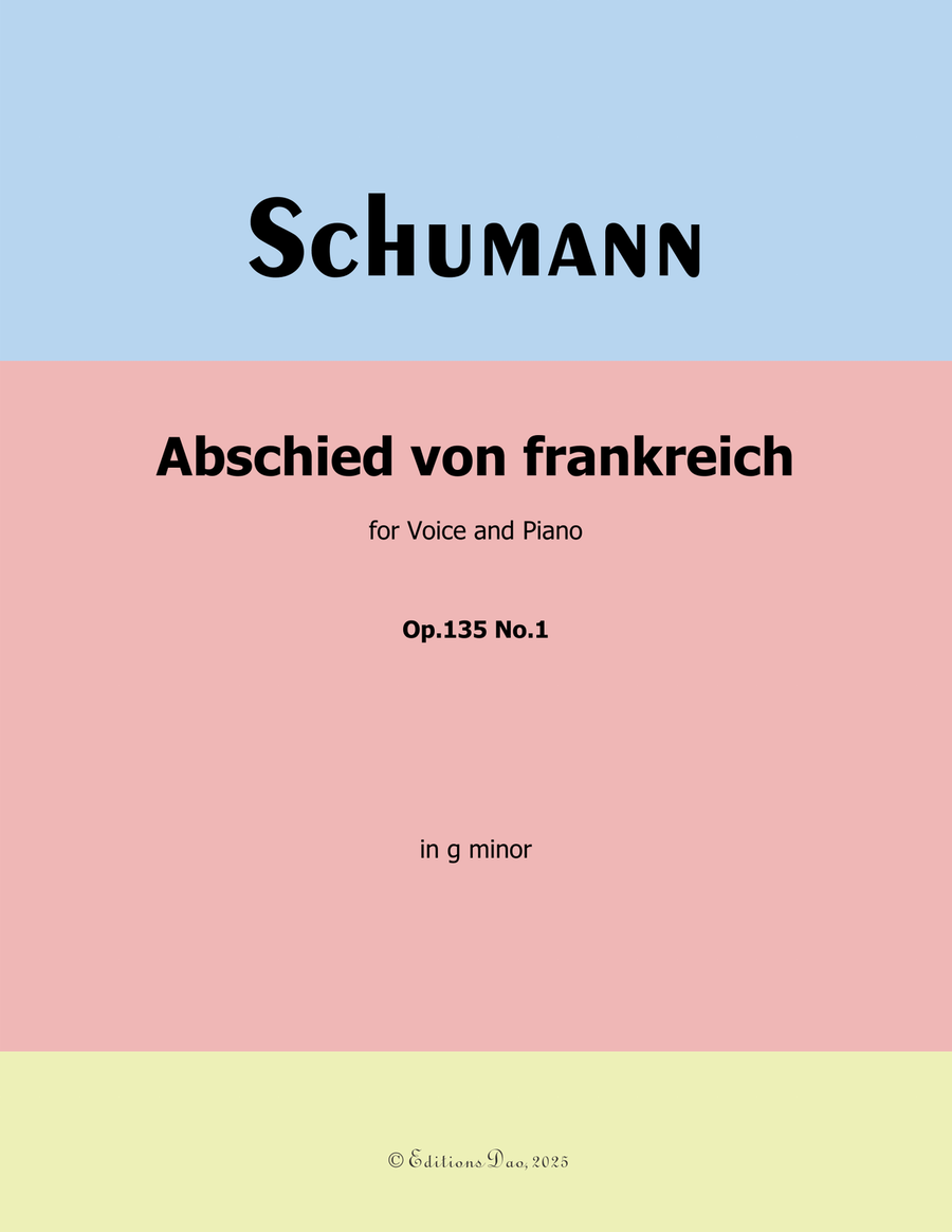 Abschied von frankreich, by Schumann, Op.135 No.1, in g minor Piano, Vocal scores gallery preview page 1