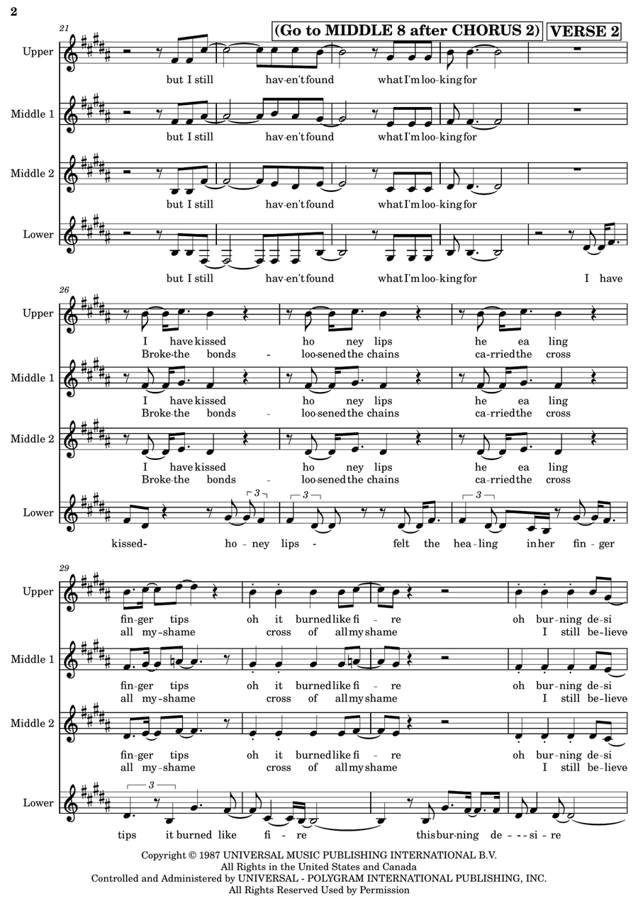 I Still Haven't Found What I'm Looking For 3-Part scores gallery preview page 2