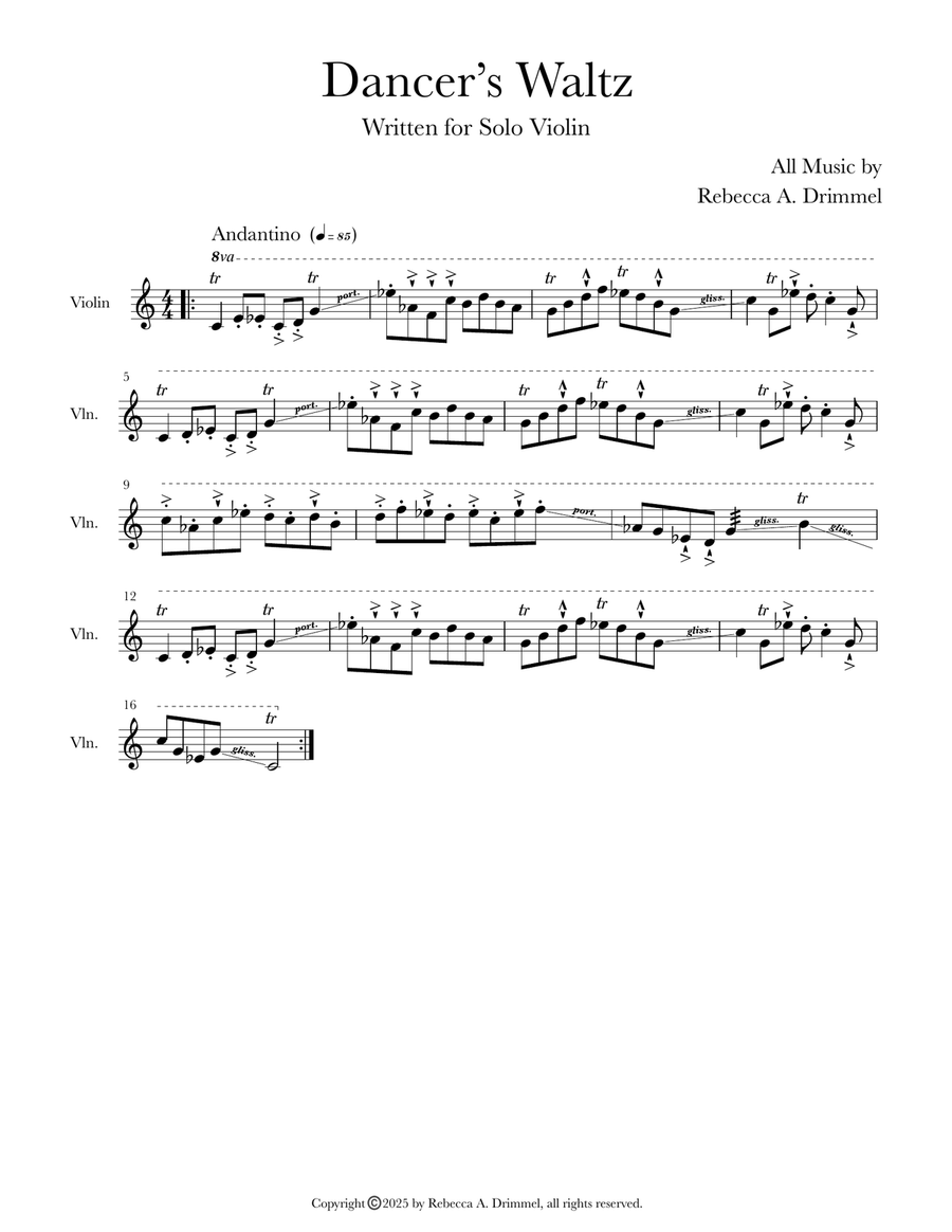 Dancer’s Waltz Dancer’s Waltz Violin Solo scores gallery preview page 1