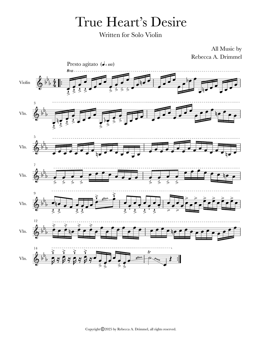 True Heart’s Desire True Heart’s Desire Violin Solo scores gallery preview page 1