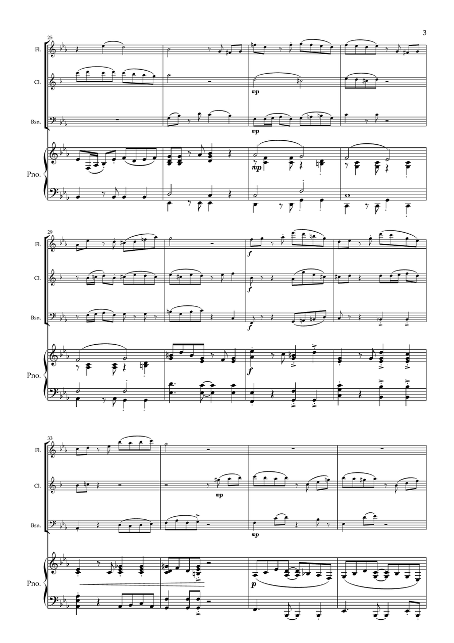 Jacaranda. Original Tango for Wind Trio and Piano. Small Ensemble scores gallery preview page 4