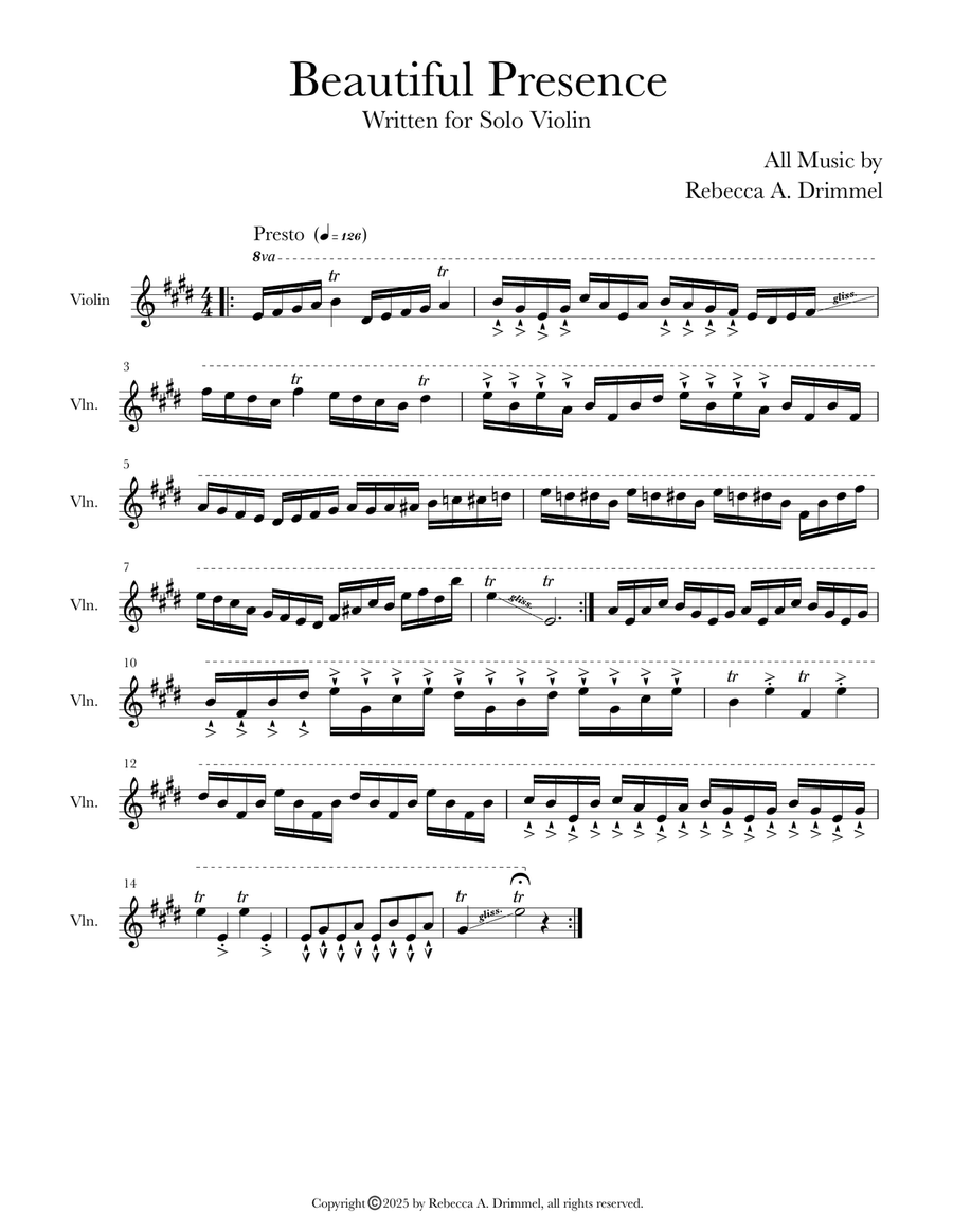 Beautiful Presence Beautiful Presence Violin Solo scores gallery preview page 1