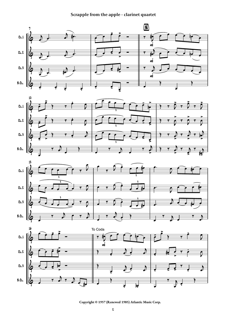 Scrapple From The Apple Scrapple From The Apple Clarinet Quartet scores gallery preview page 5