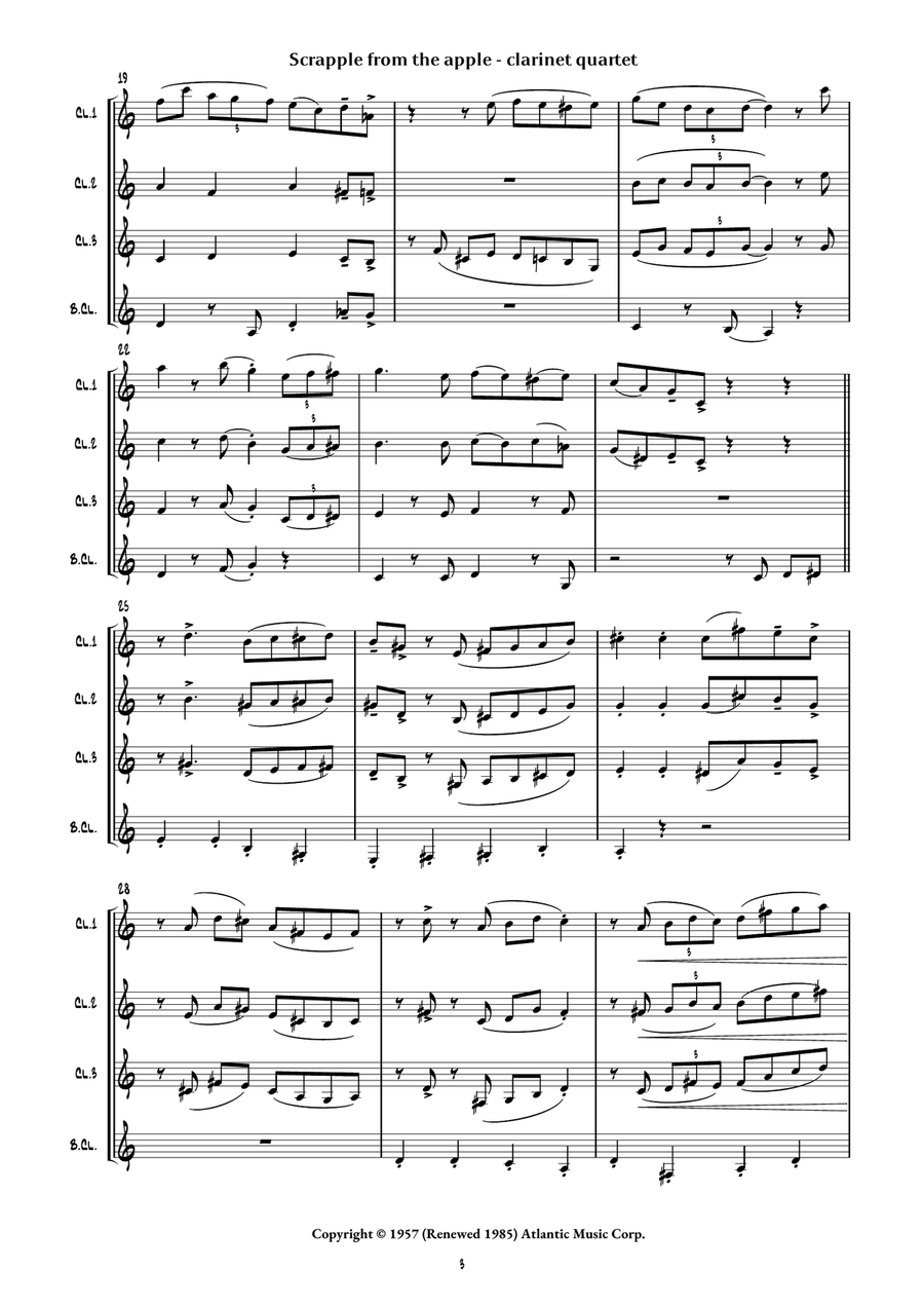 Scrapple From The Apple Scrapple From The Apple Clarinet Quartet scores gallery preview page 6