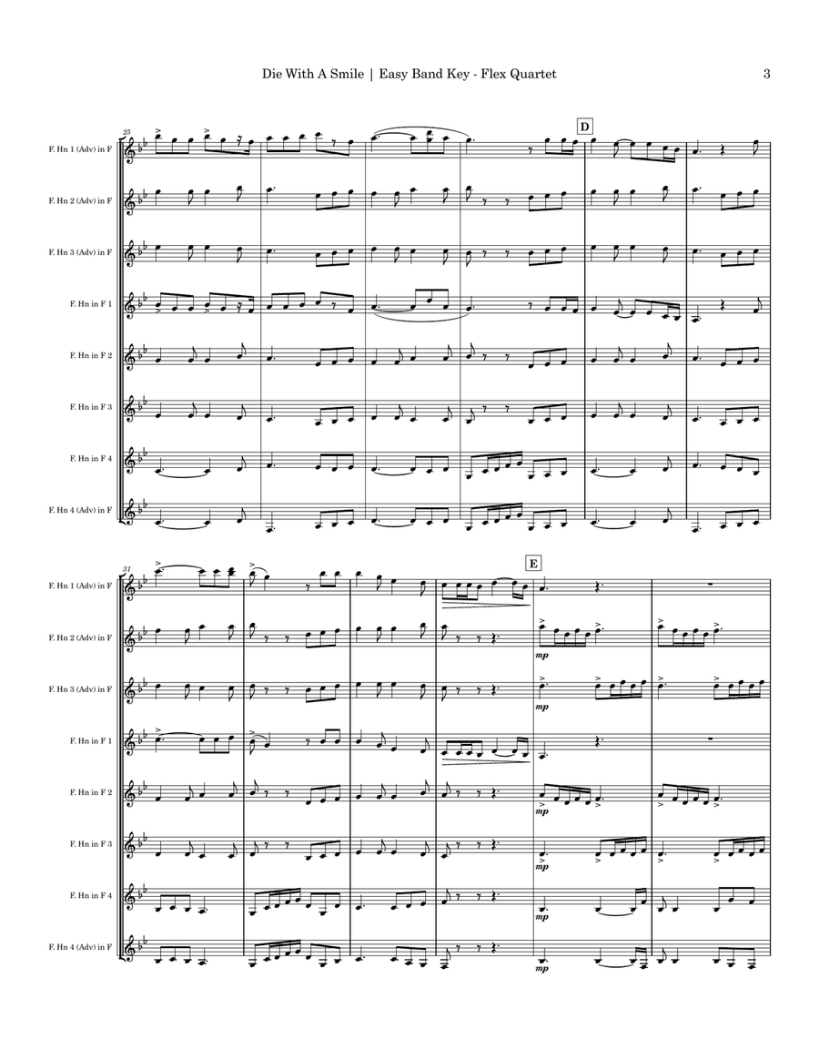 Die With A Smile Small Ensemble scores gallery preview page 3