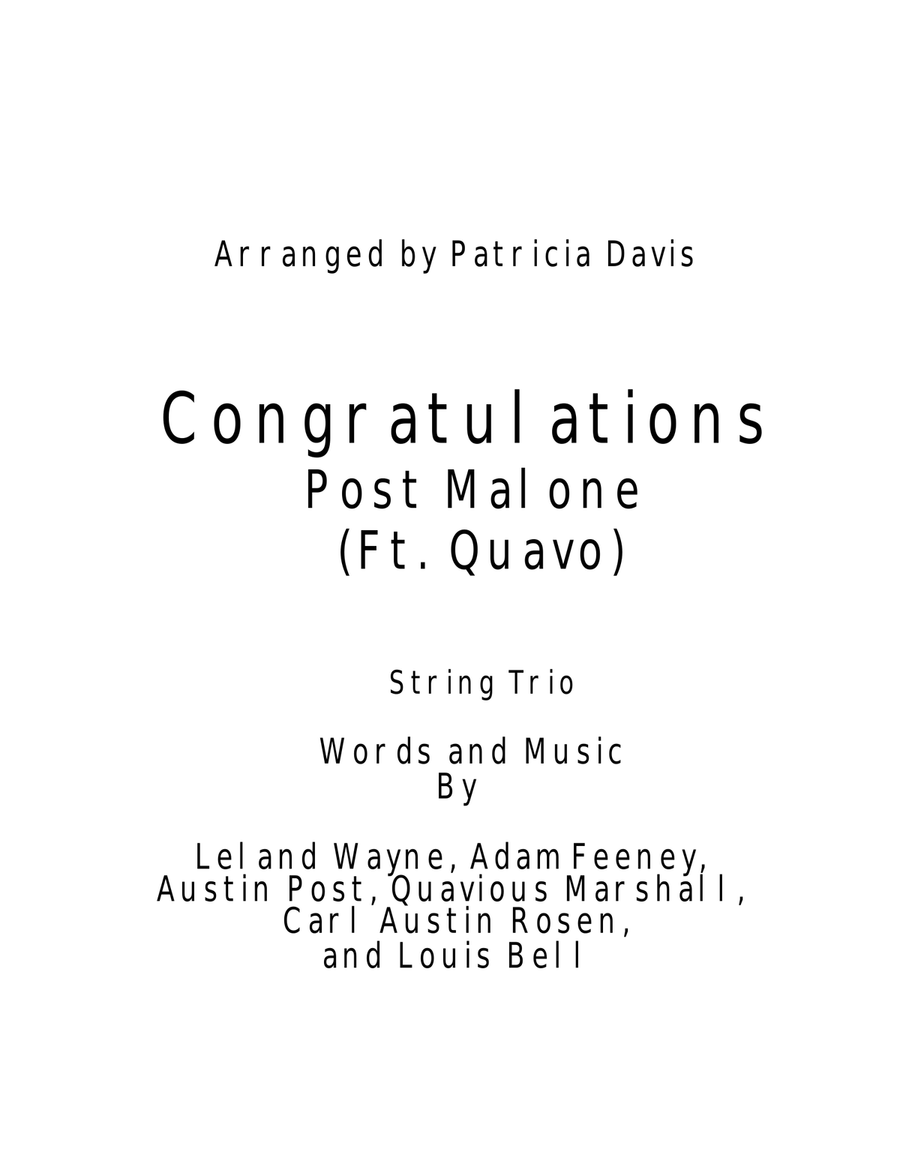 Congratulations (Ft. Quavo) String Trio scores gallery preview page 2