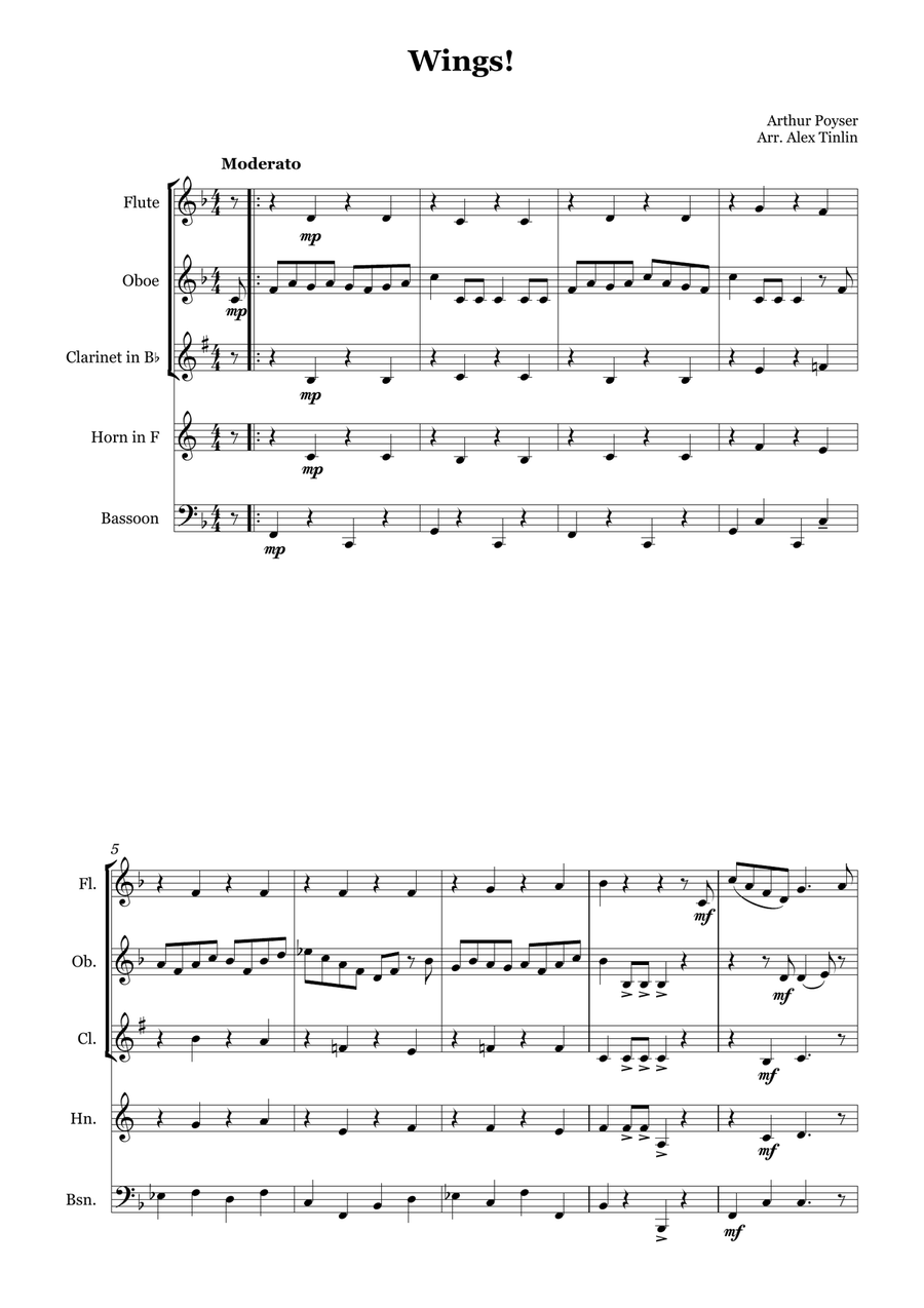 Wings! Wings! Woodwind Quintet scores gallery preview page 2